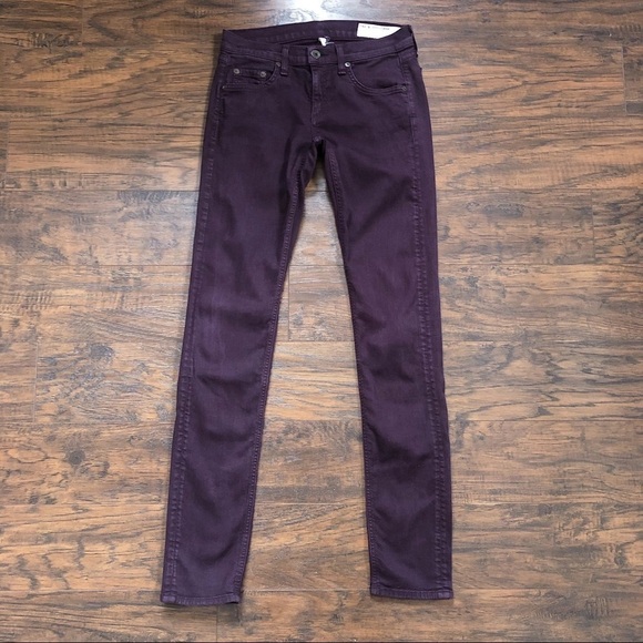 rag & bone • The Dre skinny boyfriend jeans Aged Wine burgundy maroon ankle slim - Picture 4 of 10